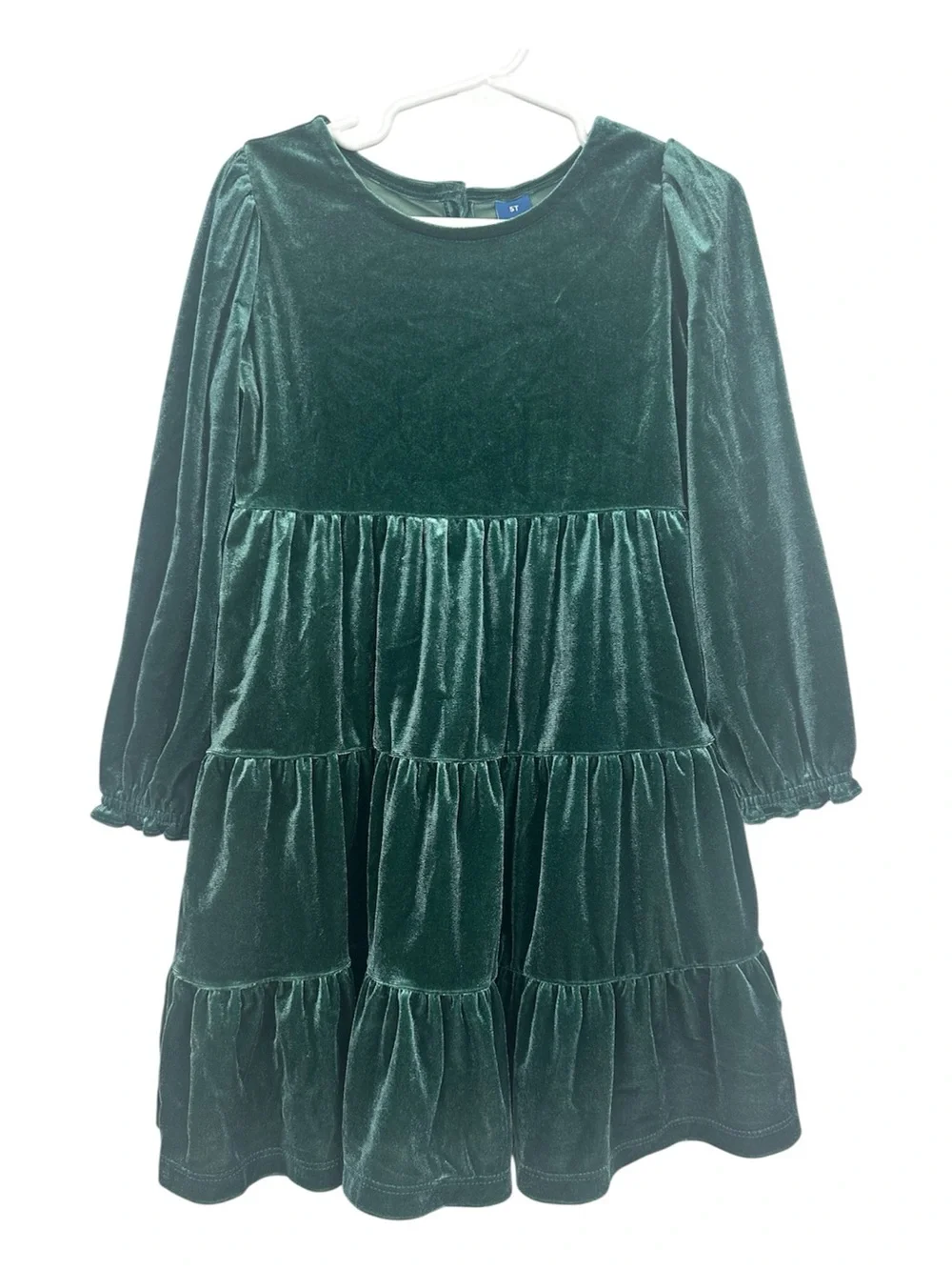 Old Navy Girls Green Long Sleeve Velvet Velour Dress Size 5T